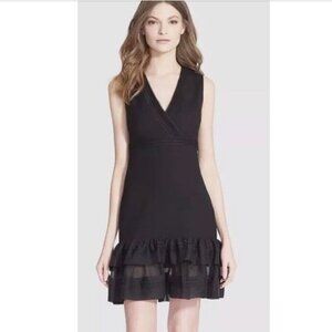 Diane Von Furstenberg DVF - Rayan Two Silk Ruffle Hem Sheath Dress in Black- 10